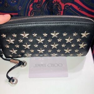 Jimmy Choo Black Long Wallet with Silver Stars with COA